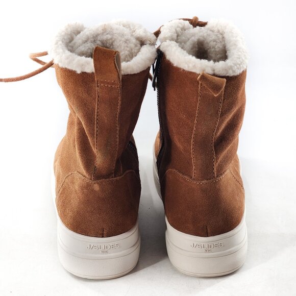J/SLIDES Torrie Waterproof Suede Platform Faux Fur Lined Boots Brown - Picture 6 of 10